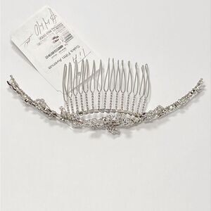 Homa Bridal Crystal Embellished Silver Bridal Tiara Headpiece Hair Jewelry